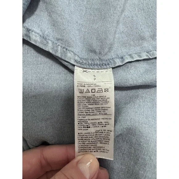 Gap Denim Tank Shift Dress Tie Back V-Neck Chambray Knee Length Small - Picture 7 of 10